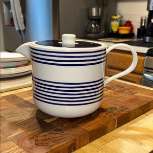 Kate Spade Navy and White Striped Teapot